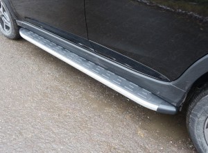 Обвес для SUBARU XV 2017- Пороги алюминиевые с пластиковой накладкой 1820 мм