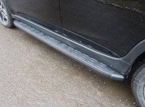 Обвес для SUBARU XV 2017- Пороги алюминиевые с пластиковой накладкой (карбон черные) 1820 мм
