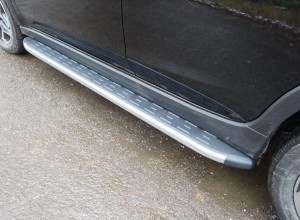 Обвес для SUBARU XV 2017- Пороги алюминиевые с пластиковой накладкой (карбон серые) 1820 мм