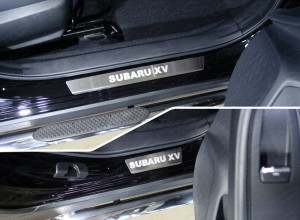 Обвес для SUBARU XV 2017- Накладки на пороги (лист шлифованный надпись Subaru XV) 4шт