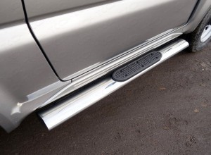 Обвес для SUZUKI Jimny 2012-2018 Пороги овальные с накладкой 120х60 мм