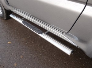 Обвес для SUZUKI Jimny 2012-2018 Пороги овальные с накладкой 75х42 мм