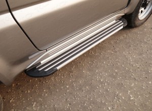 Обвес для SUZUKI Jimny 2012-2018 Пороги алюминиевые Slim Line Silver 1200 мм