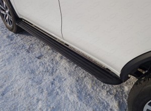 Обвес для TOYOTA Fortuner 2017- Пороги алюминиевые Slim Line Black 1820 мм