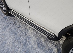 Обвес для TOYOTA Fortuner 2017- Пороги алюминиевые Slim Line Silver 1820 мм