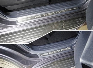 Обвес для TOYOTA Land Cruiser 150 Prado 2017- Накладки на пластиковые пороги (лист шлифованный надпись Land Cruiser Prado) 4шт