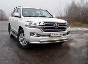 Обвес для TOYOTA Land Cruiser 200 2015- (кроме EXECUTIVE) Защита передняя нижняя (двойная) 76,1/75 мм