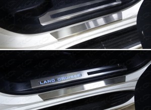 Обвес для TOYOTA Land Cruiser 200 2015- (кроме EXECUTIVE) Накладки на пороги с гибом (лист шлифованный)