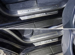 Обвес для TOYOTA Land Cruiser 200 2015- (кроме EXECUTIVE) Накладки на пороги с гибом (лист шлифованный надпись Toyota) 4шт