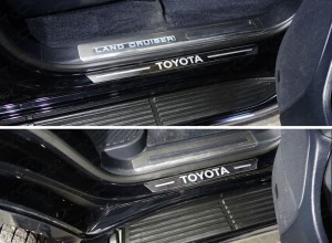 Обвес для TOYOTA Land Cruiser 200 EXECUTIVE 2016-2018 Накладки на пороги (лист зеркальный надпись Toyota) 4шт