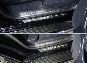 Обвес для TOYOTA Land Cruiser 200 EXECUTIVE 2016-2018 Накладки на пороги (лист шлифованный надпись Toyota) 4шт