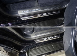 Обвес для TOYOTA Land Cruiser 200 EXECUTIVE 2016-2018 Накладки на пороги с гибом (лист зеркальный надпись Toyota) 4шт