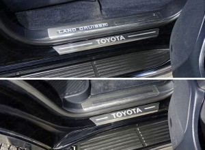 Обвес для TOYOTA Land Cruiser 200 EXECUTIVE LOUNGE 2018- Накладки на пороги с гибом (лист шлифованный надпись Toyota) 4шт