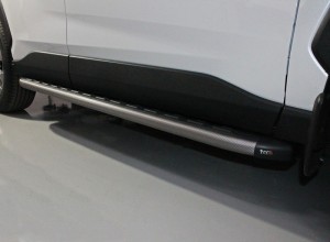 Обвес для TOYOTA RAV4 2019- Пороги алюминиевые с пластиковой накладкой (карбон серые) 1720 мм