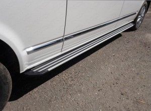 Обвес для VOLKSWAGEN Caravelle 2017- Пороги алюминиевые Slim Line Silver 2520 мм
